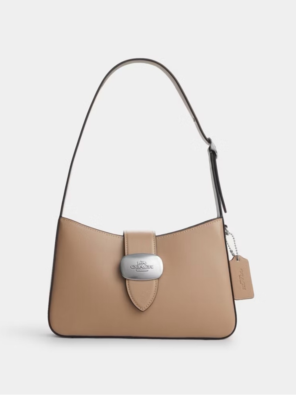 Coach Smooth Pebble Leather Shoulder Bag in Taupe